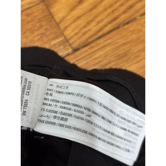 Abercrombie Fitch Ankle Straight Ultra High Rise Jeans Sz 14 Black Denim Leather - Picture 5 of 6